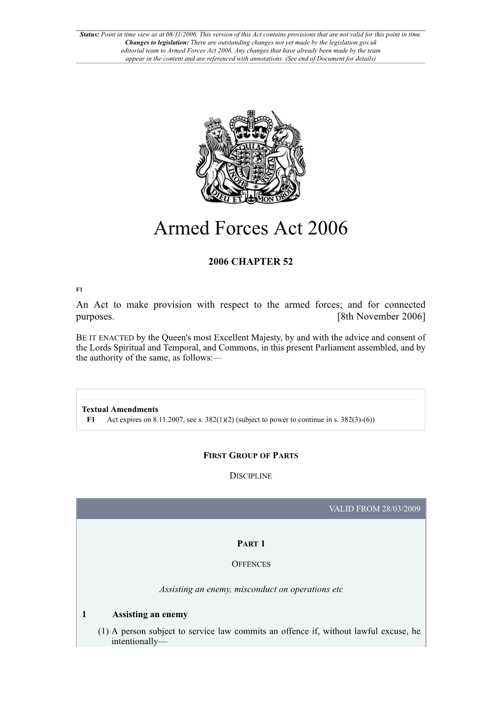 Armed Forces Act 2006