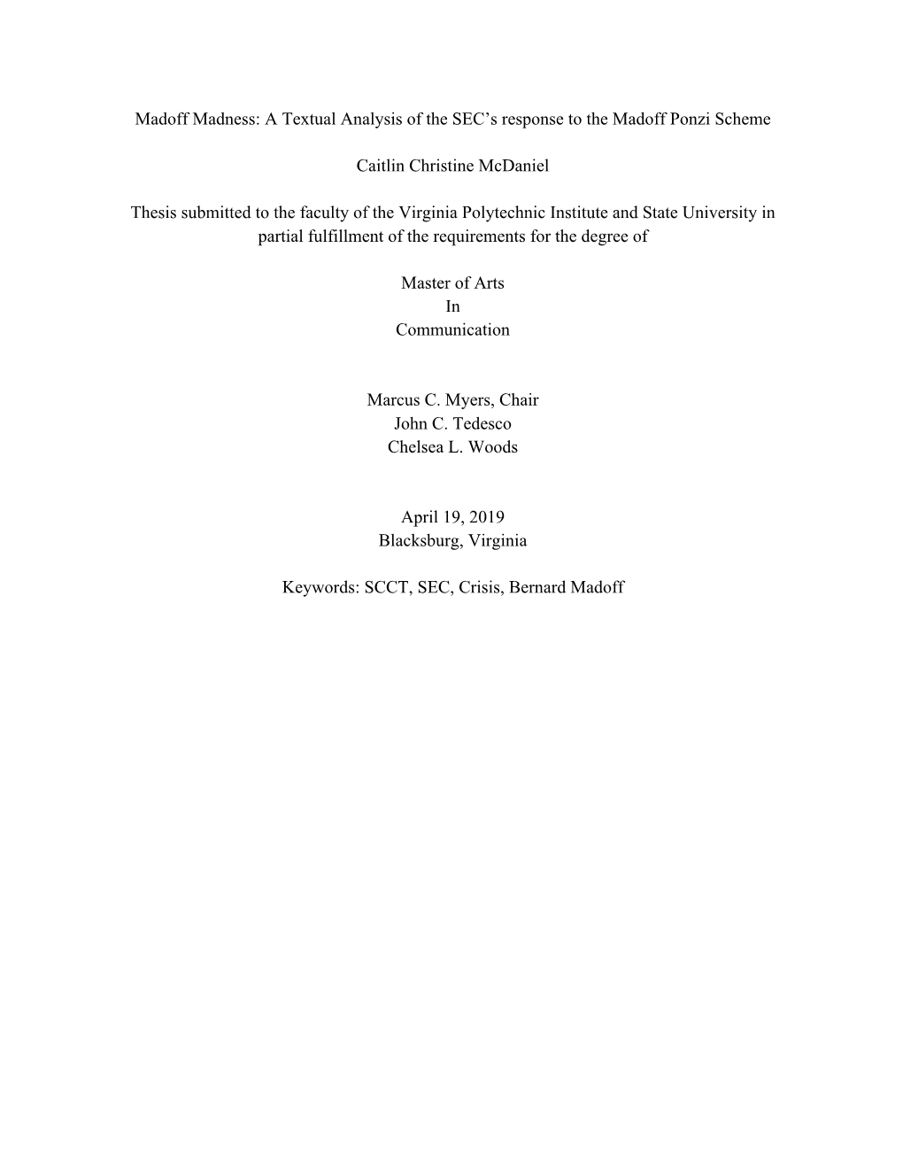 Madoff Madness: a Textual Analysis of the SEC’S Response to the Madoff Ponzi Scheme