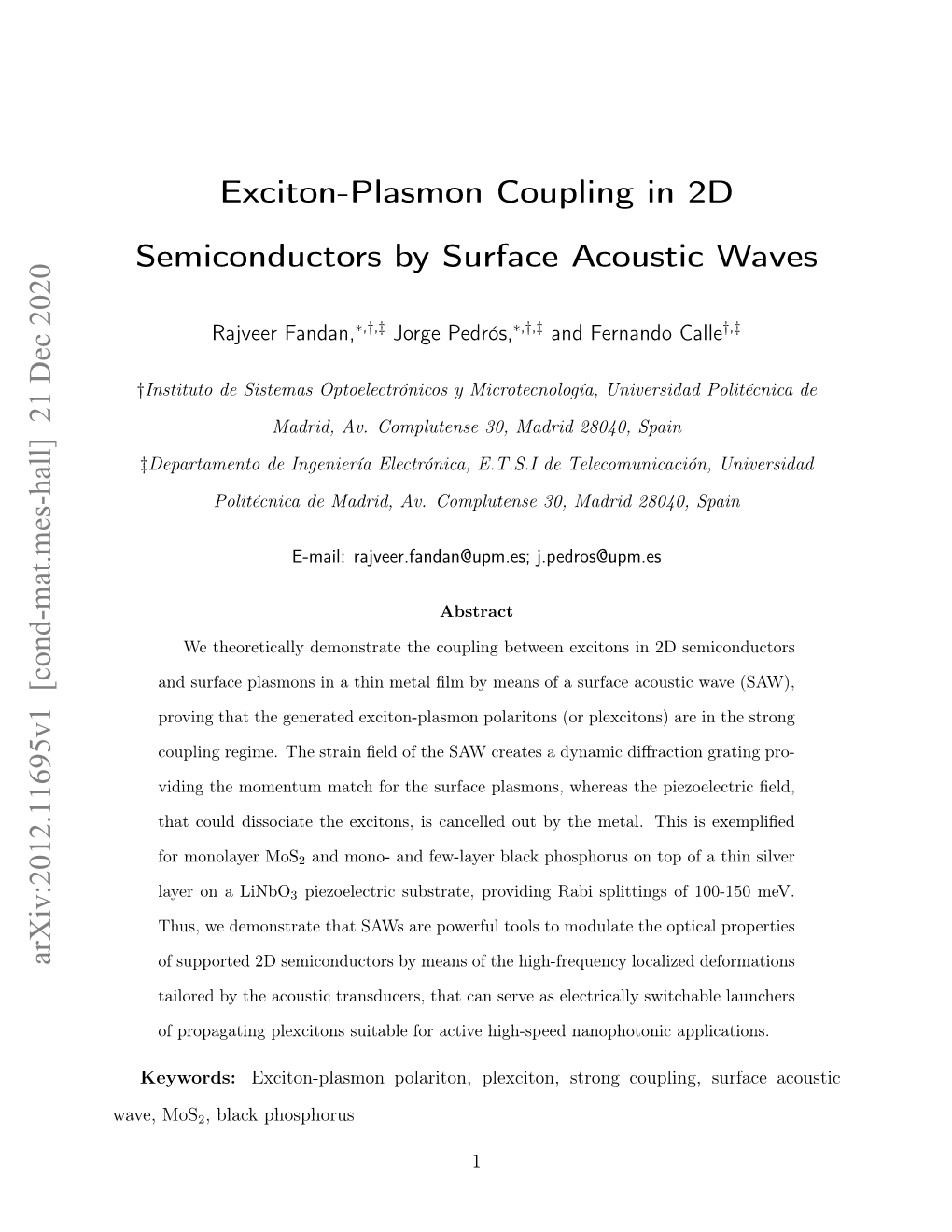 Exciton-Plasmon Coupling in 2D Semiconductors by Surface Acoustic Waves