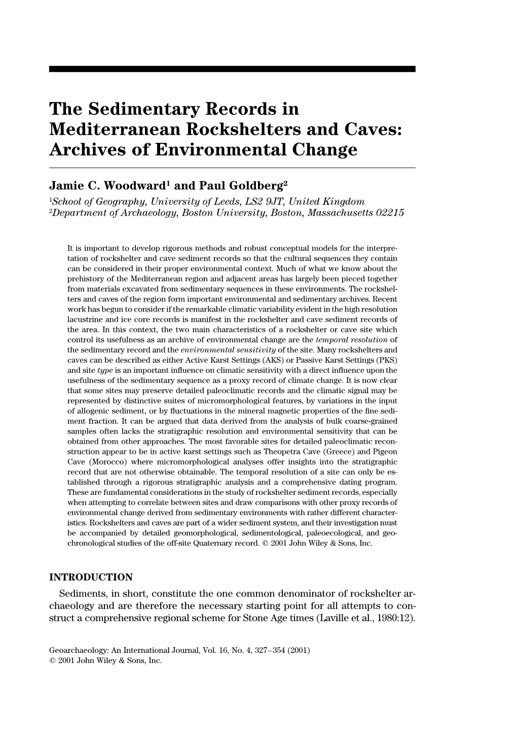 The Sedimentary Records in Mediterranean Rockshelters and Caves: Archives of Environmental Change