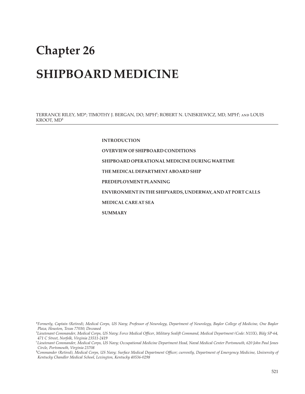 Chapter 26 SHIPBOARD MEDICINE