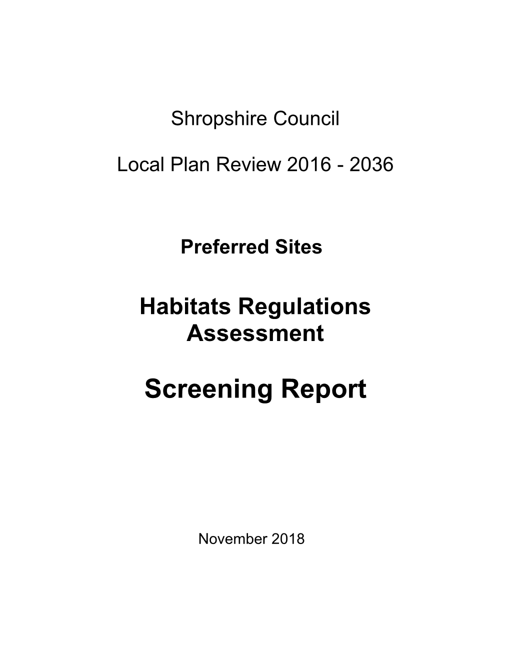 Preferred Sites Habitats Regulations Assessment Screening Report