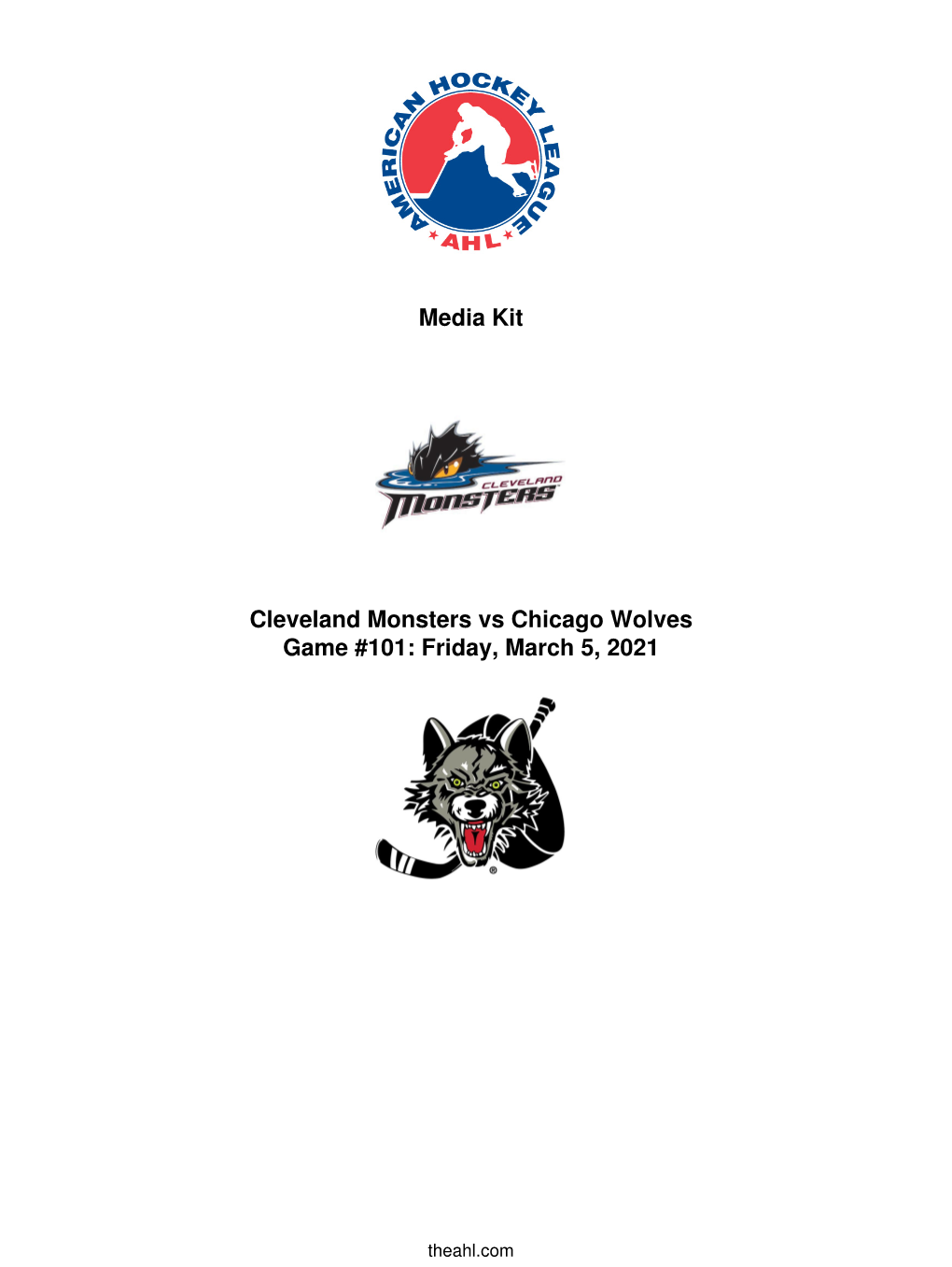 Media Kit Cleveland Monsters Vs Chicago Wolves Game #101