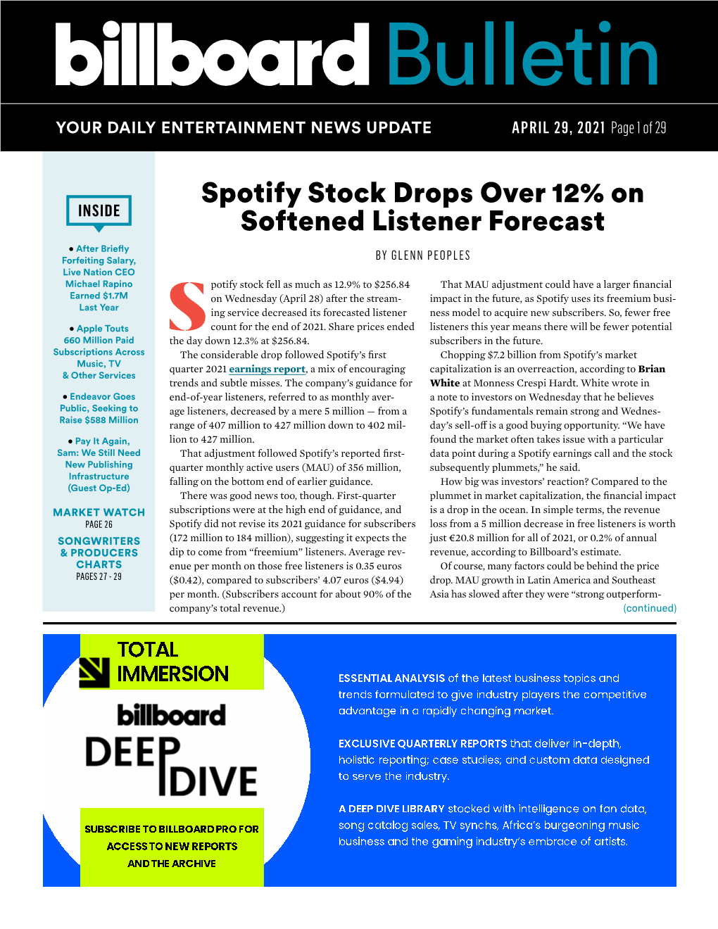 Spotify Stock Drops Over 12% on Softened Listener Forecast