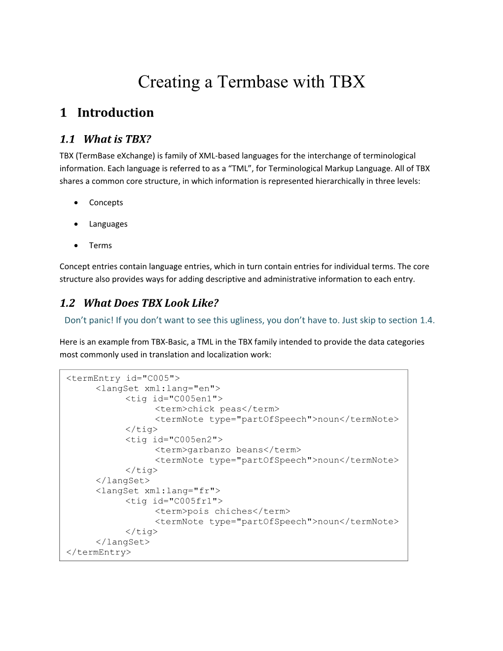 Creating a Termbase with TBX