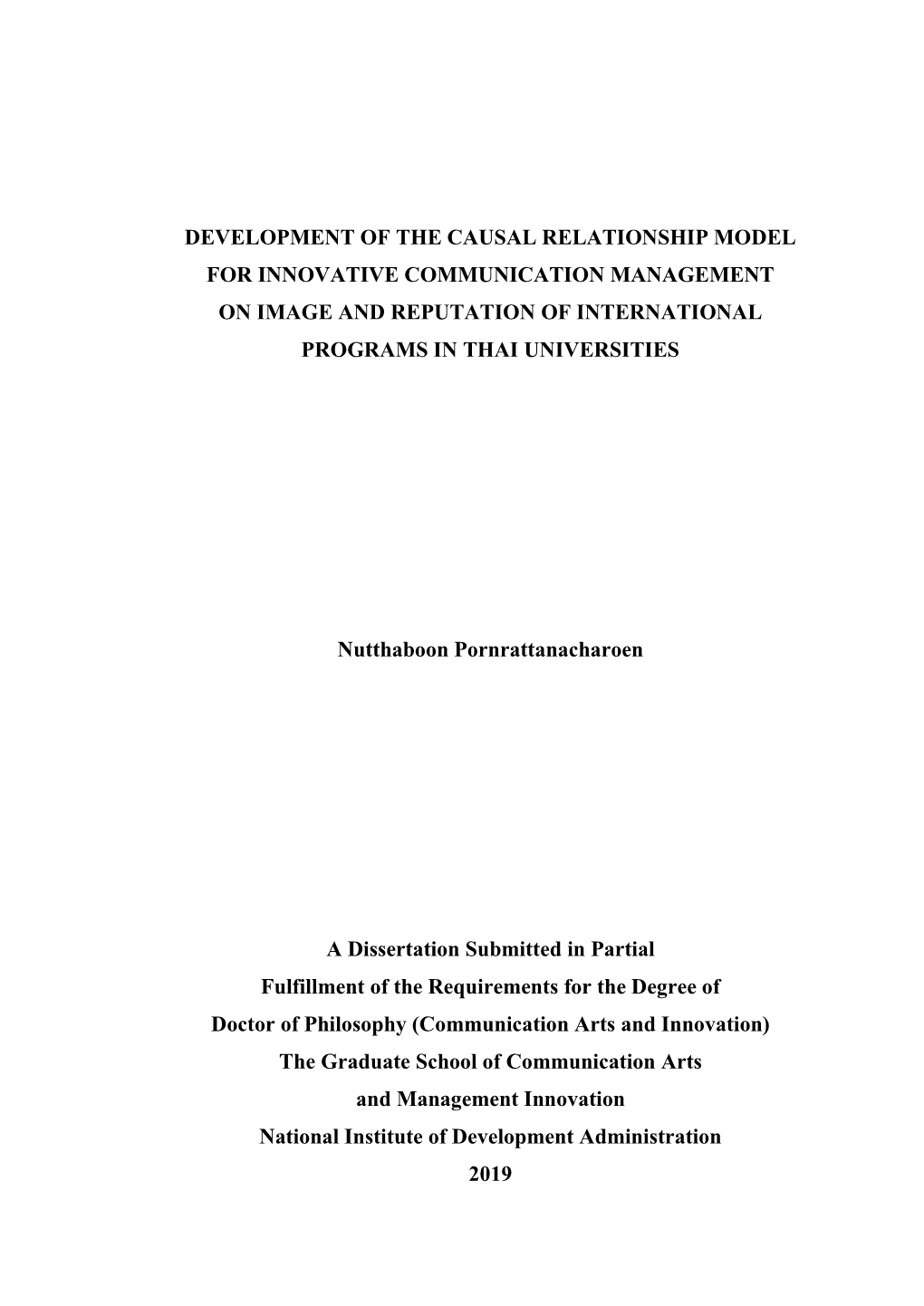 Development of the Causal Relationship Model for Innovative Communication Management on Image and Reputation of International Programs in Thai Universities