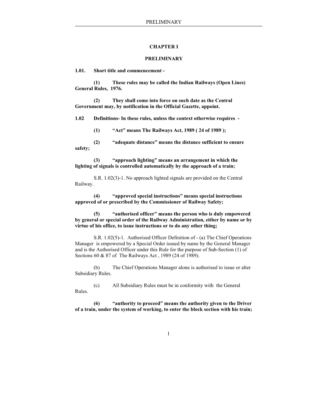 These Rules May Be Called the Indian Railways (Open Lines) General Rules, 1976