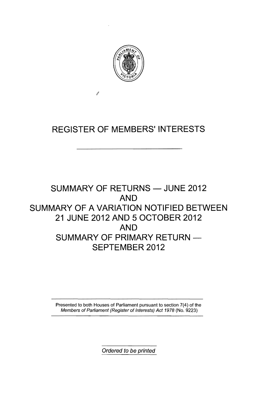 Register of Members' Interests