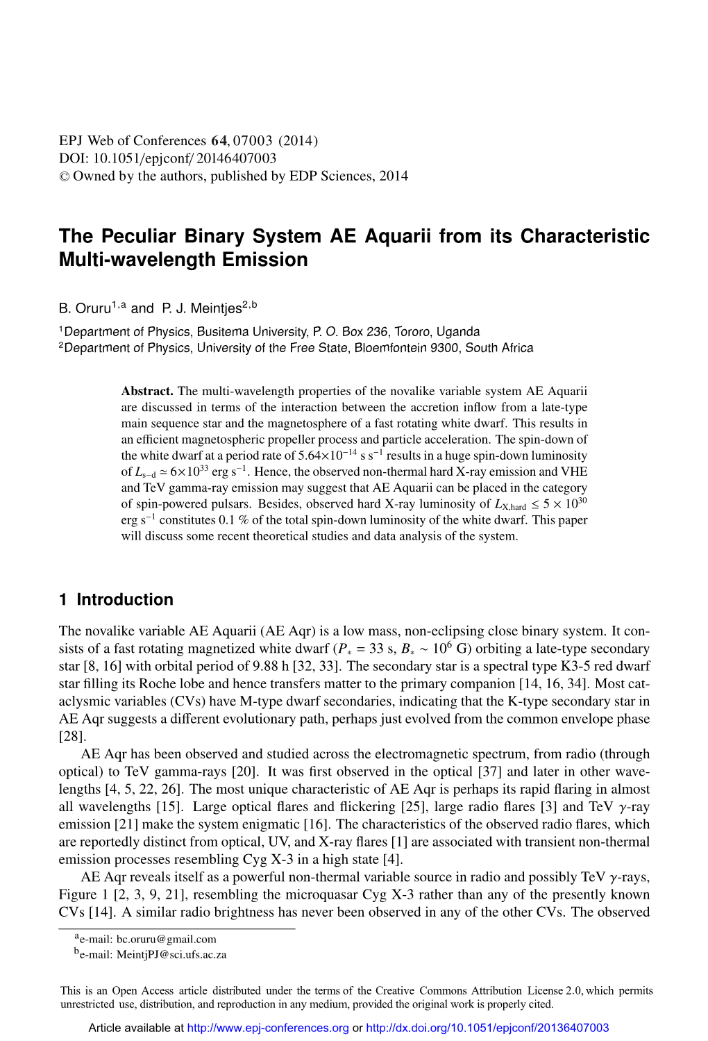 The Peculiar Binary System AE Aquarii from Its Characteristic Multi-Wavelength Emission