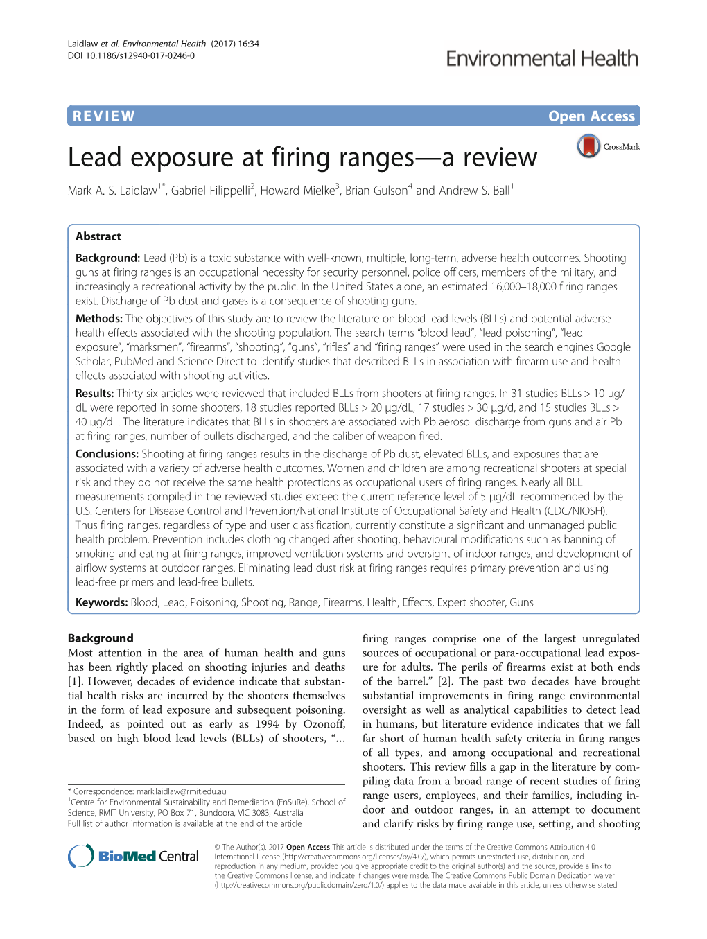 Lead Exposure at Firing Ranges—A Review Mark A