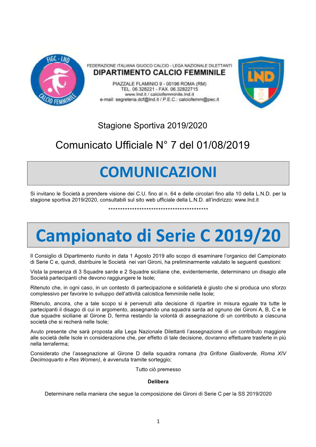 Campionato Di Serie C 2019/20