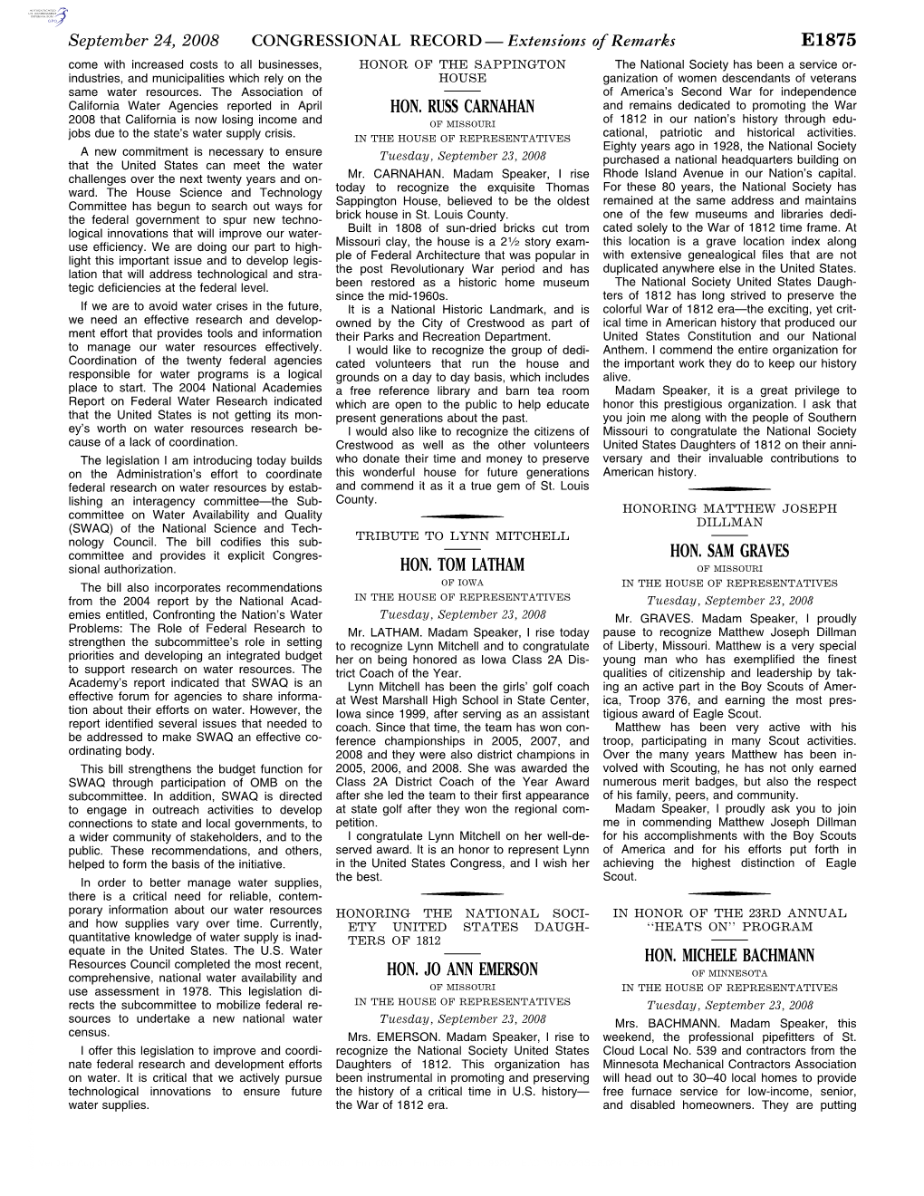 CONGRESSIONAL RECORD— Extensions of Remarks E1875 HON
