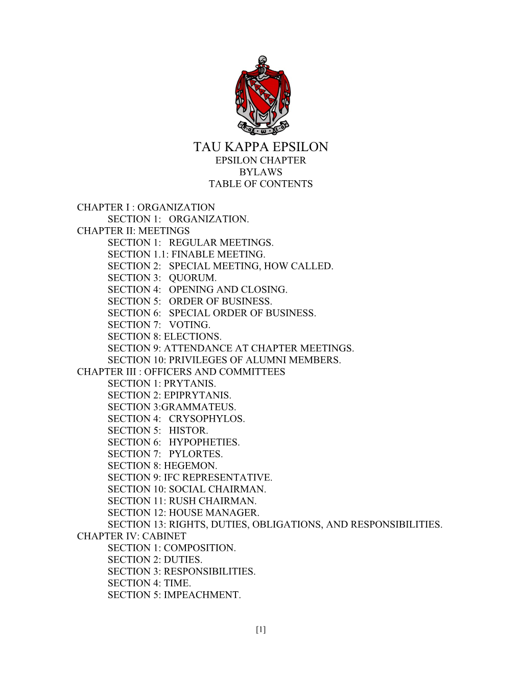 Tau Kappa Epsilon Bylaws