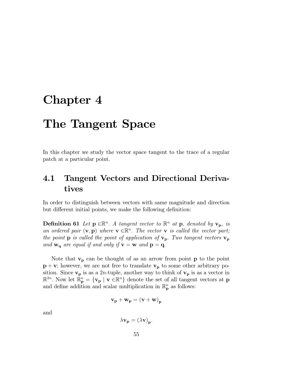 Chapter 4 the Tangent Space