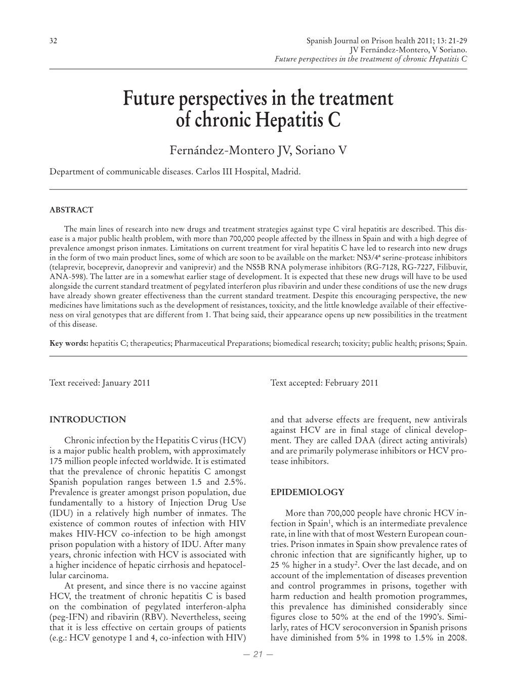 Future Perspectives in the Treatment of Chronic Hepatitis C