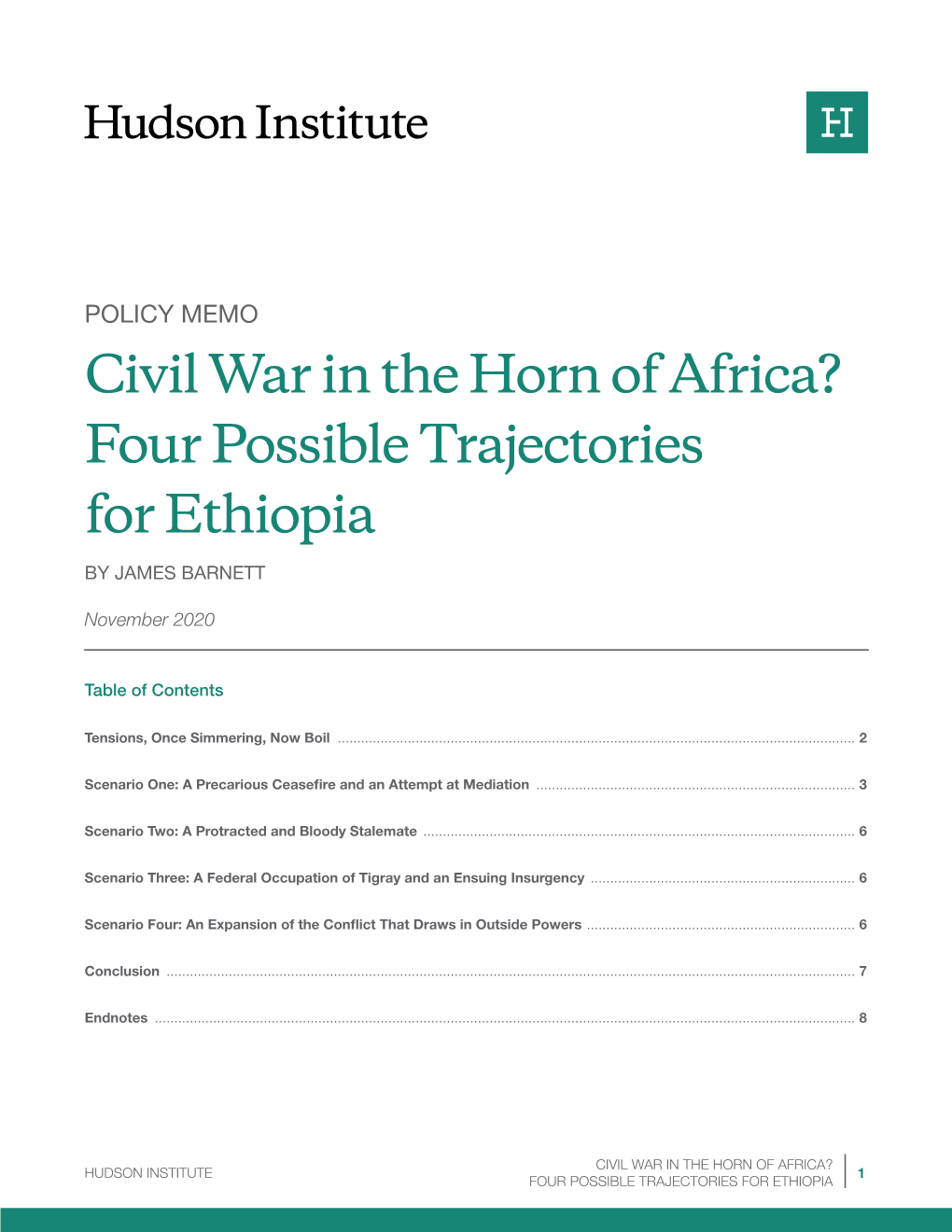 Civil War in the Horn of Africa? Four Possible Trajectories for Ethiopia