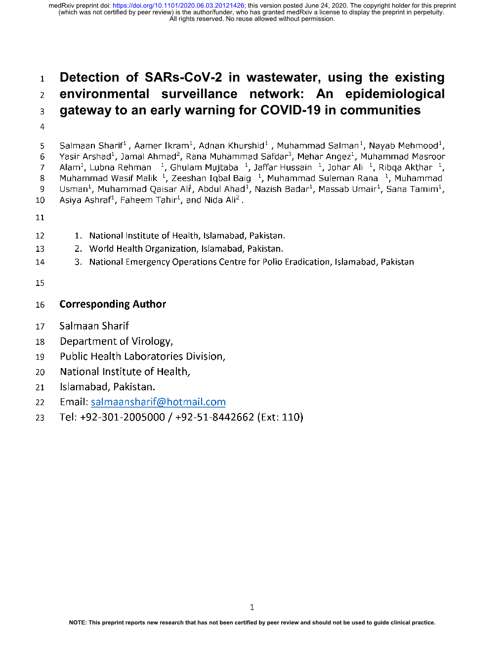 Detection of Sars-Cov-2 in Wastewater, Using The