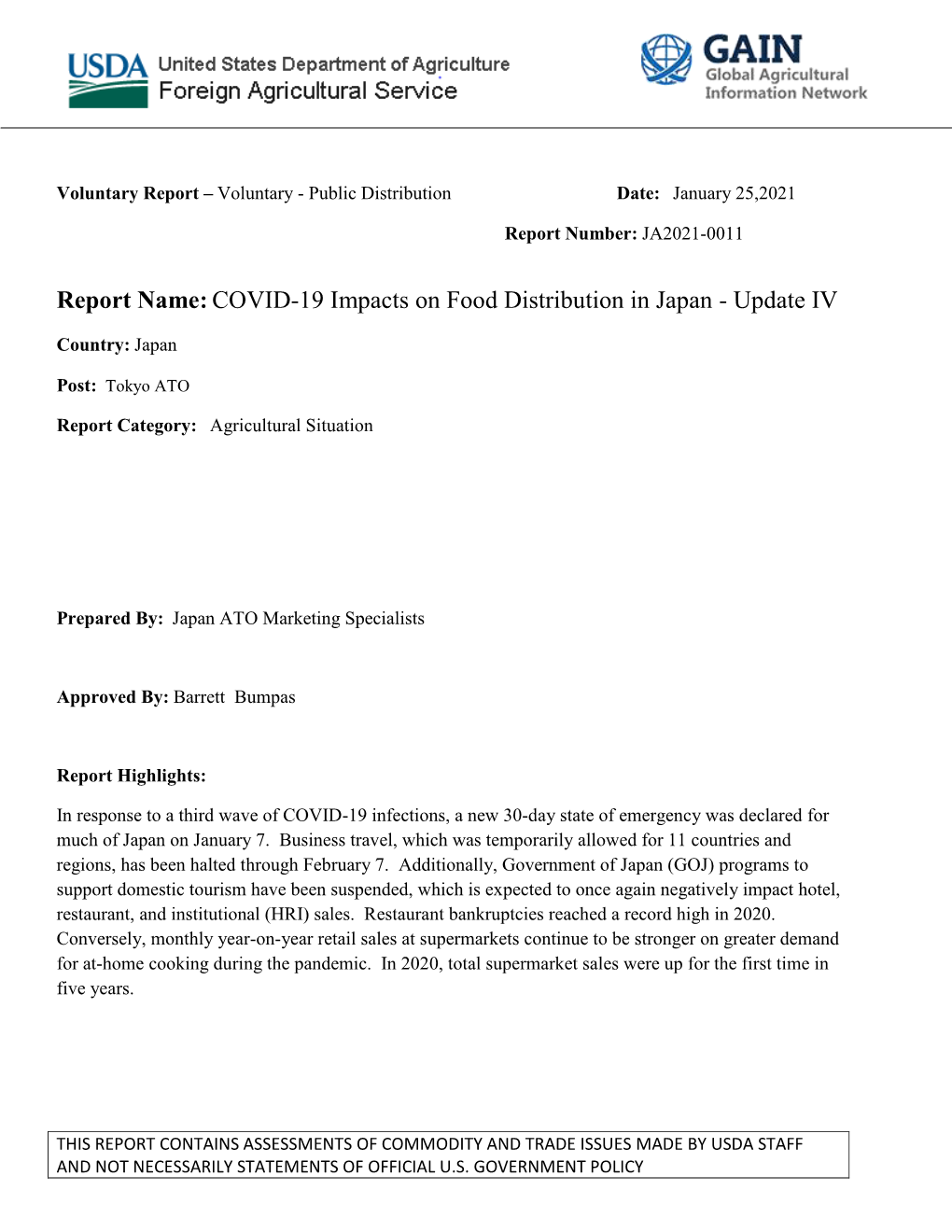 Report Name:COVID-19 Impacts On