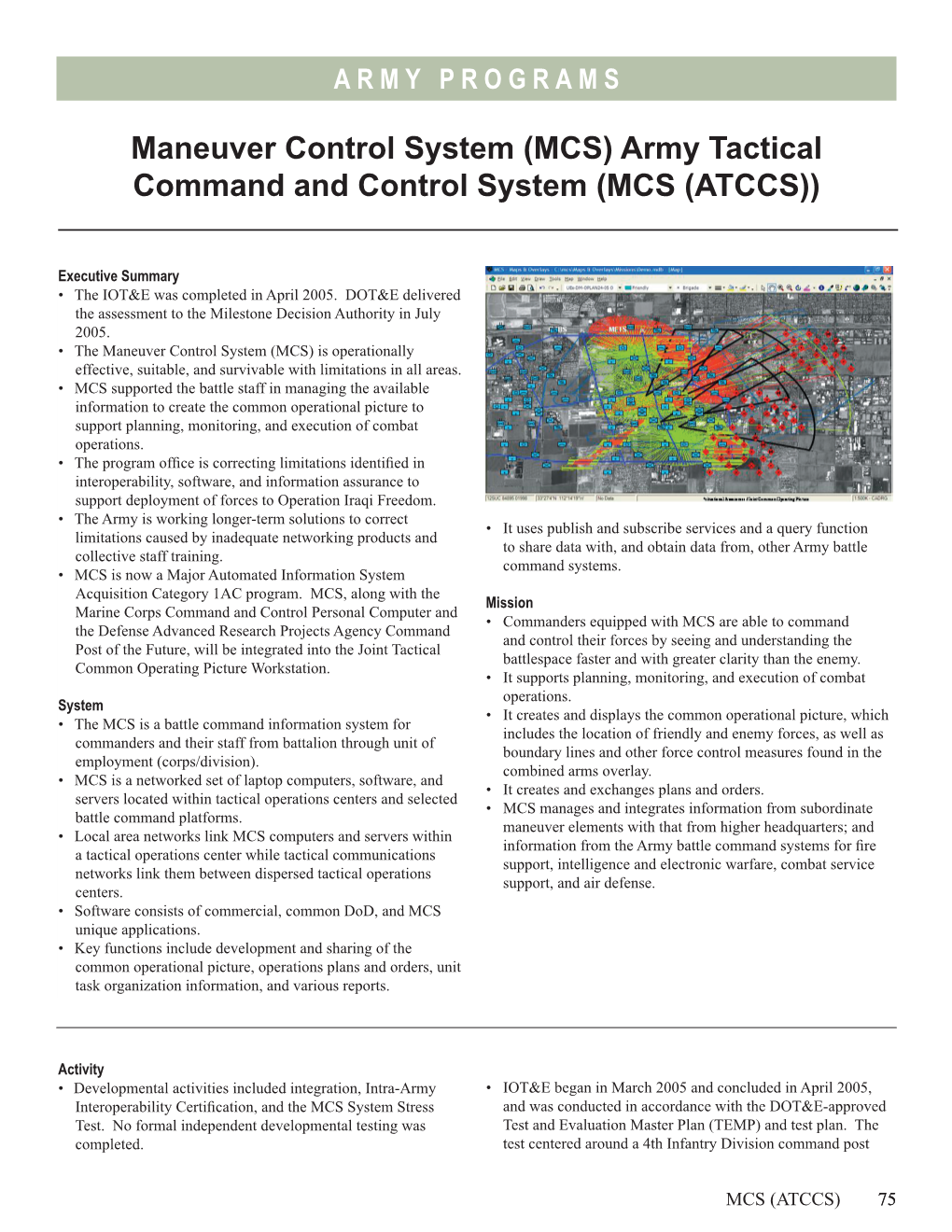 MCS) Army Tactical Command and Control System (MCS (ATCCS))