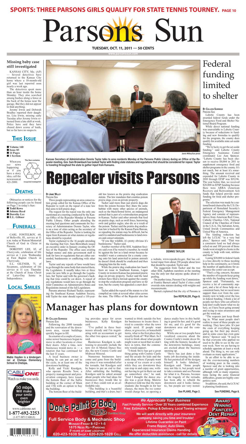 Repealer Visits Parsons