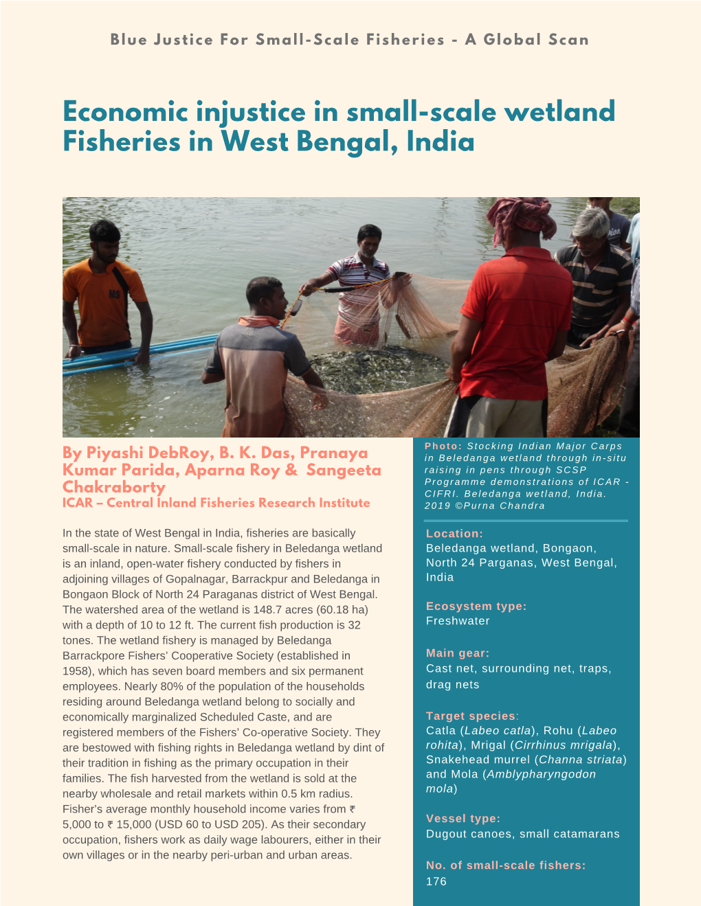 Economic Injustice in Small-Scale Wetland Fisheries in West Bengal, India