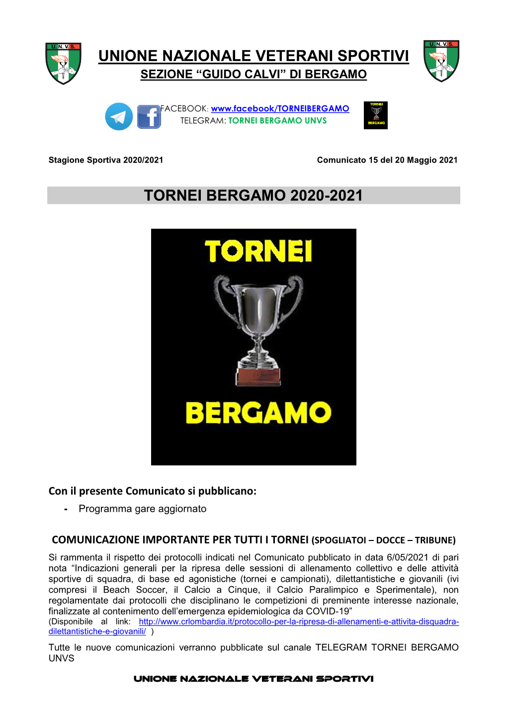 Torneo Bonacina Bergamo (1B) Comunicazioni