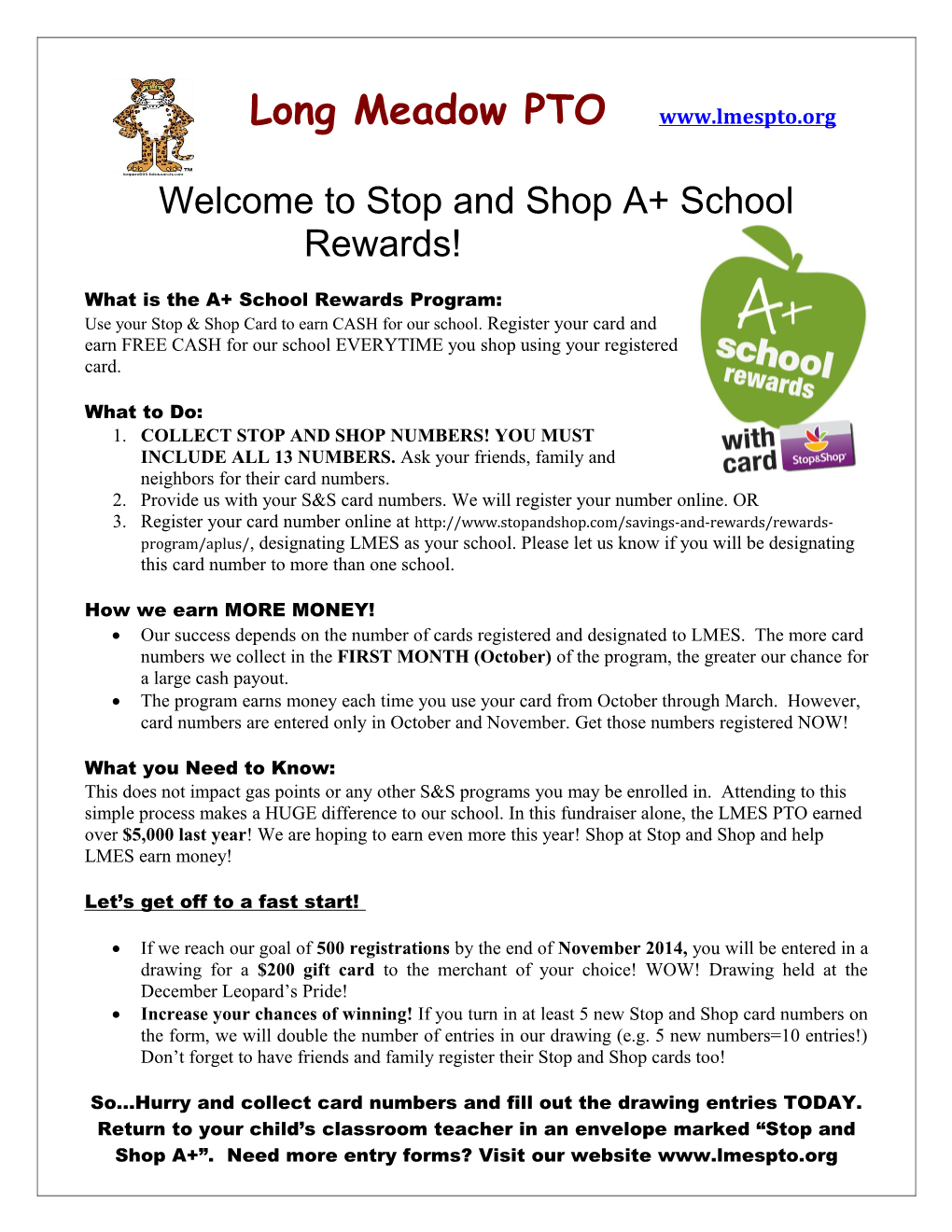 Welcome to Stop and Shop A+ School Rewards!