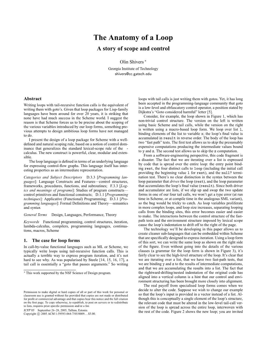 The Anatomy of a Loop a Story of Scope and Control