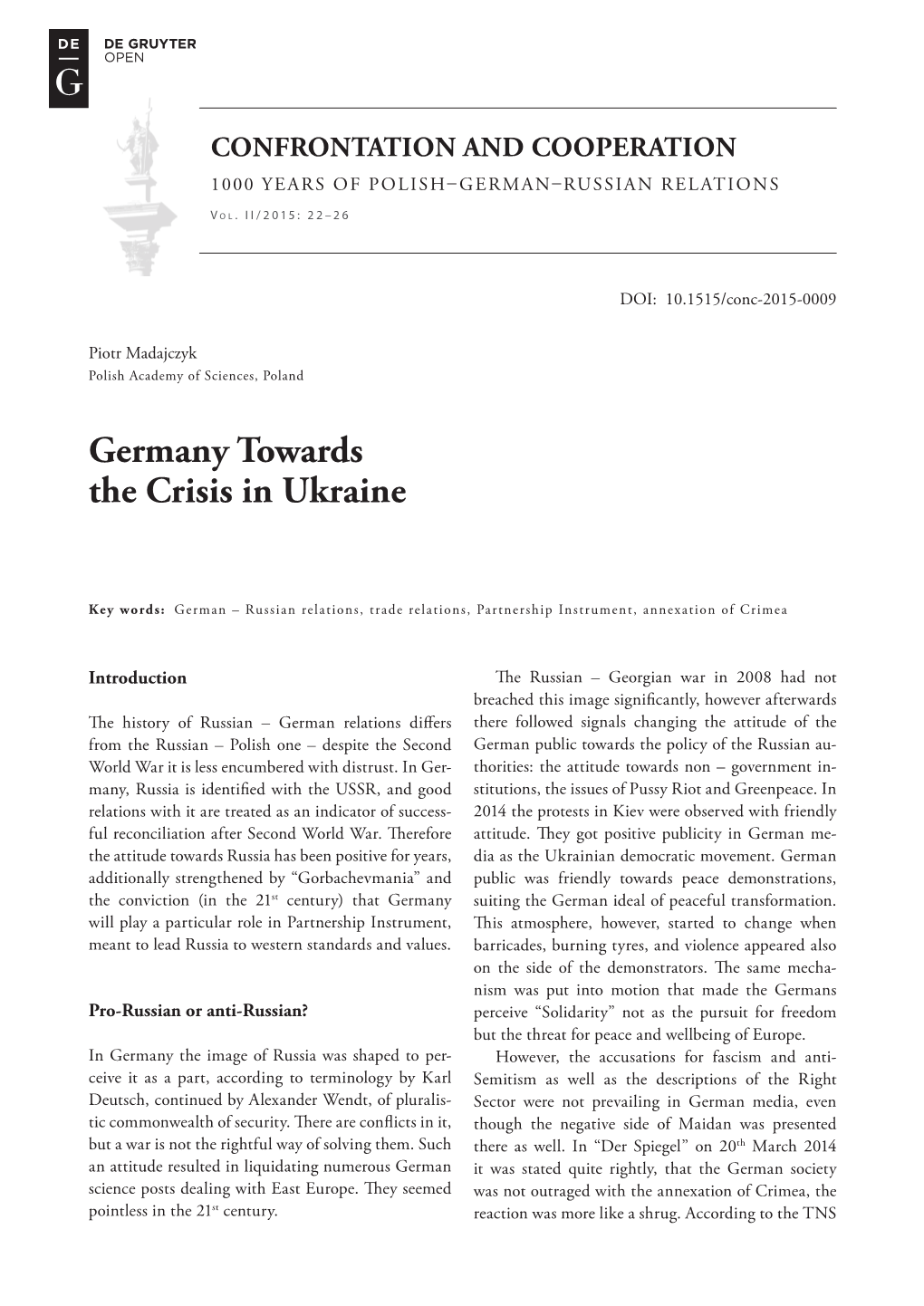 Germany Towards the Crisis in Ukraine