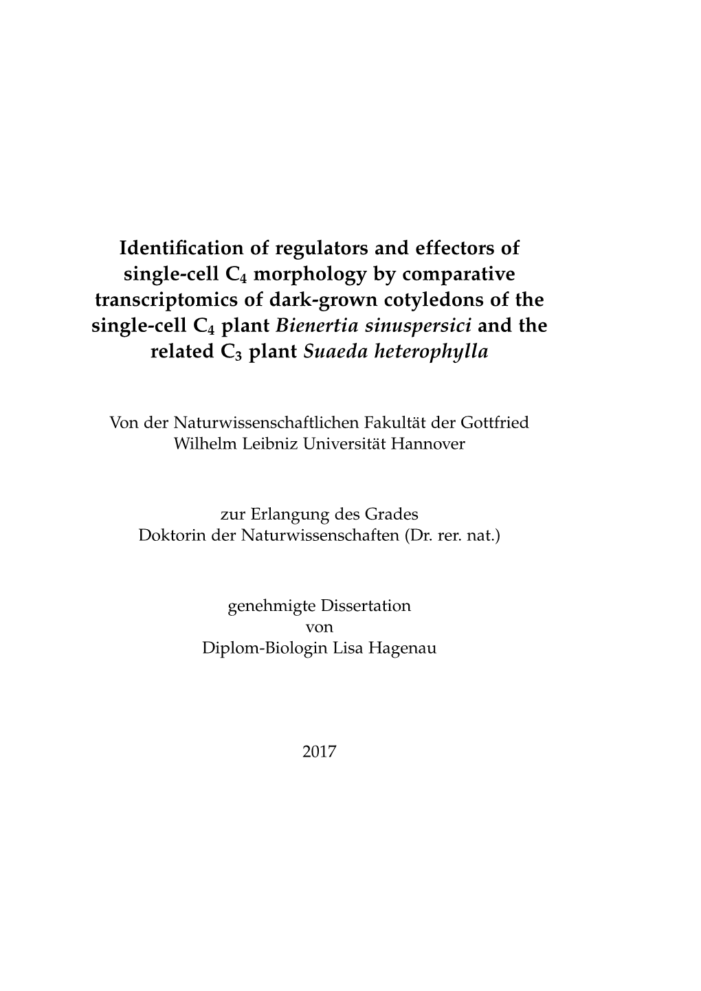 Identification of Regulators and Effectors of Single-Cell C4