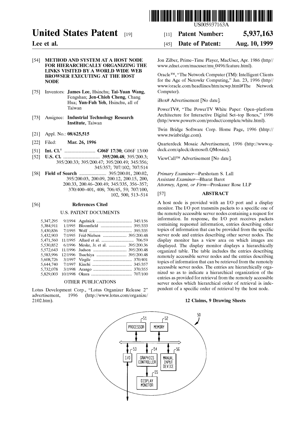 United States Patent (19) 11 Patent Number: 5,937,163 Lee Et Al