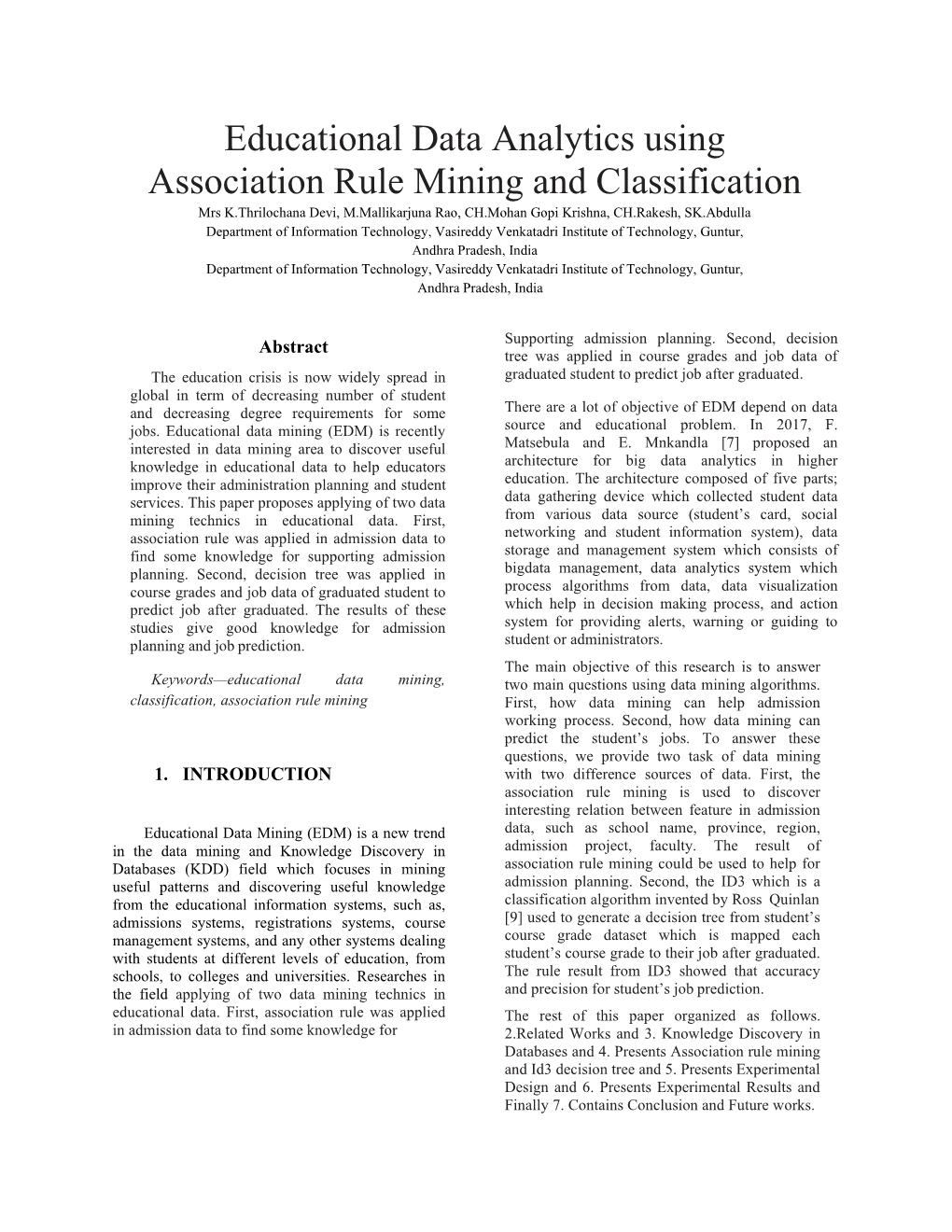 Educational Data Analytics Using Association Rule Mining And