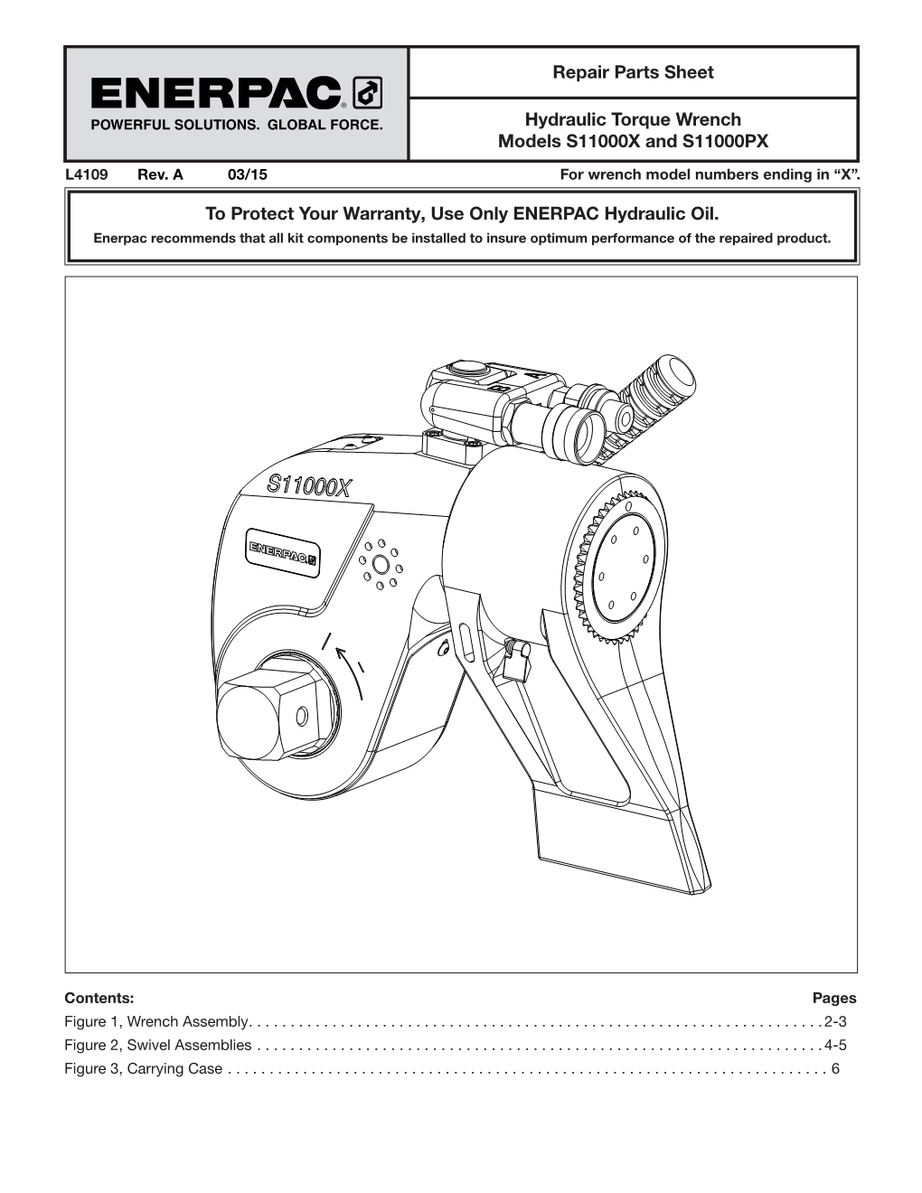 Repair Parts Sheet Hydraulic Torque Wrench Models S11000X