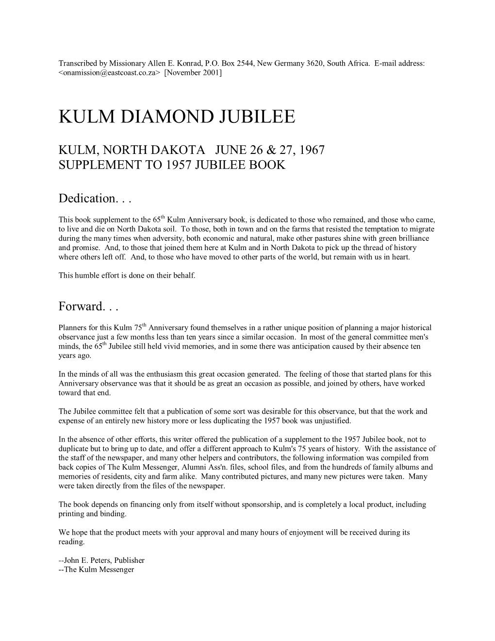 Kulm Diamond Jubilee