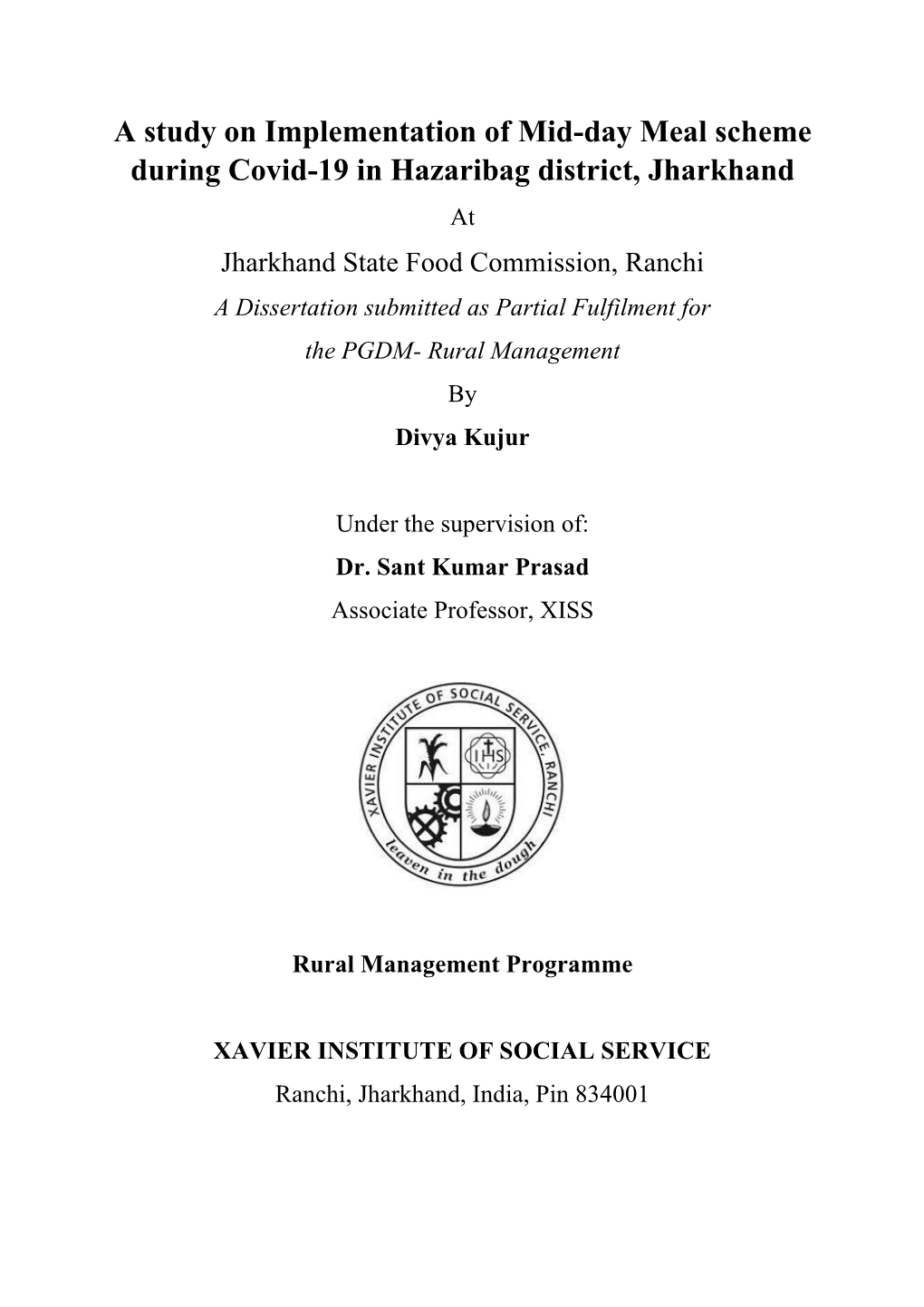 A Study on Implementation of Mid-Day Meal Scheme During Covid-19 In