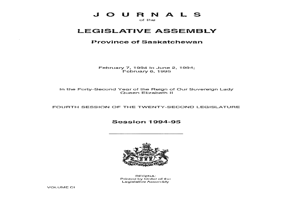 Journals Legislative Assembly