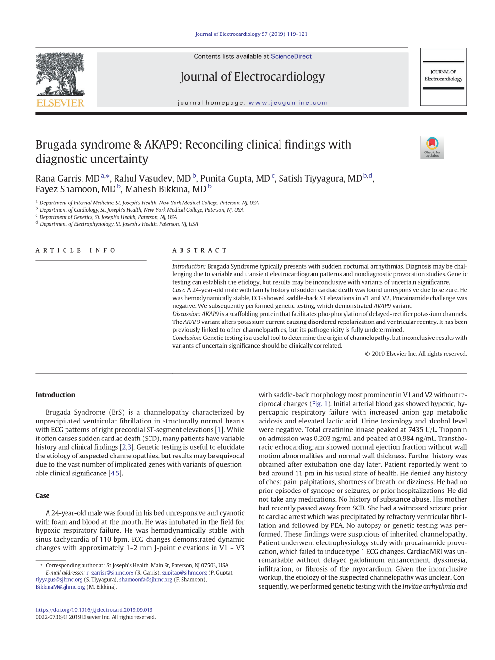 Brugada Syndrome & AKAP9: Reconciling Clinical Findings with Diagnostic Uncertainty