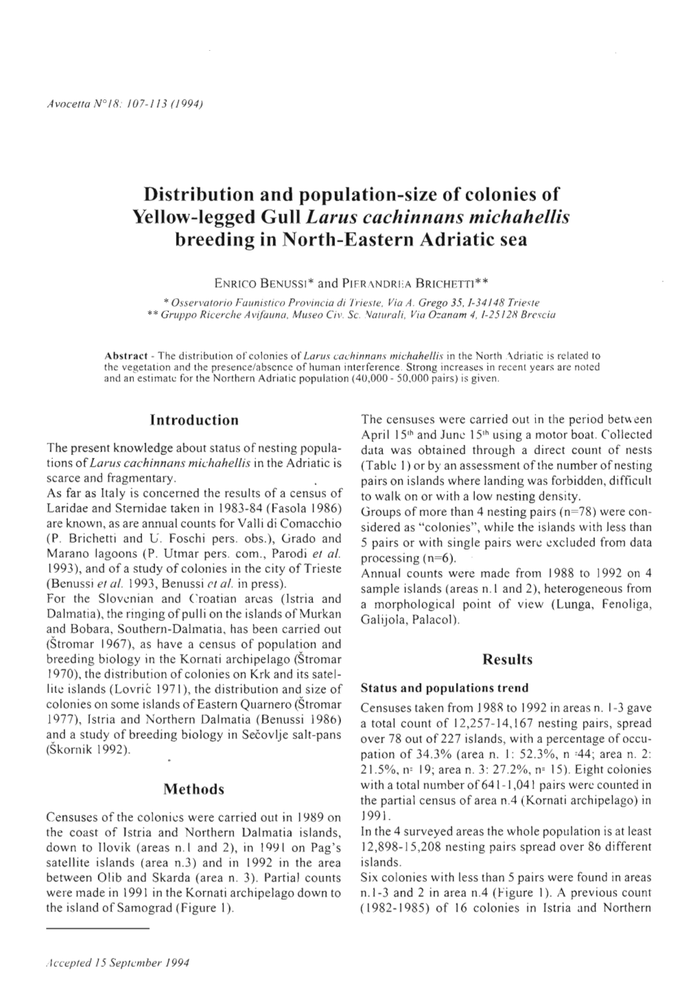 Distribution and Population-Size of Colonies of Breeding in North-Eastern Adriatic