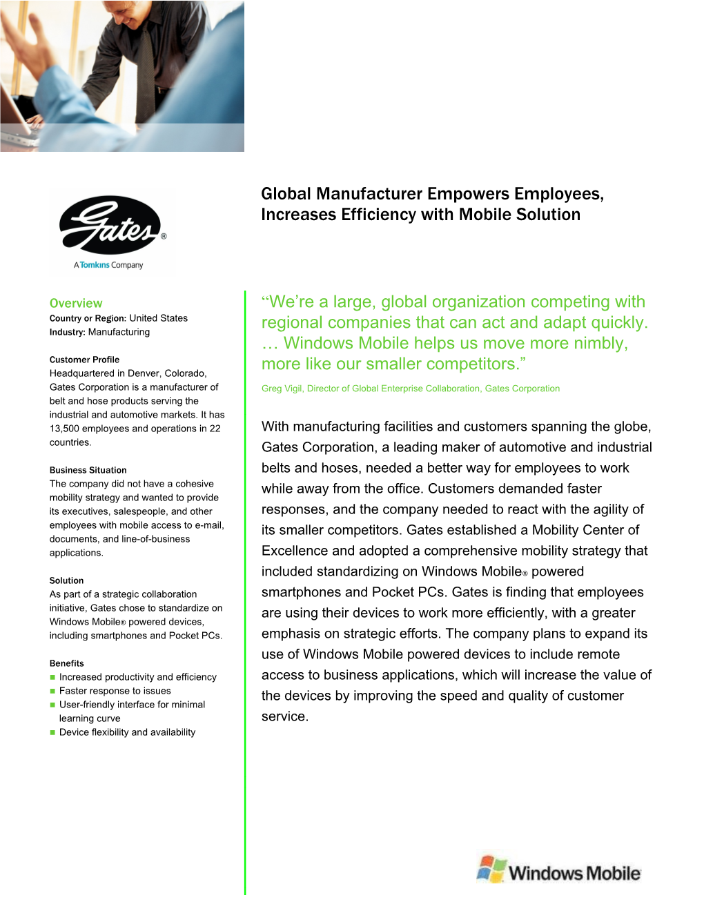 Global Manufacturer Empowers Employees, Increases Efficiency With Mobile Solution