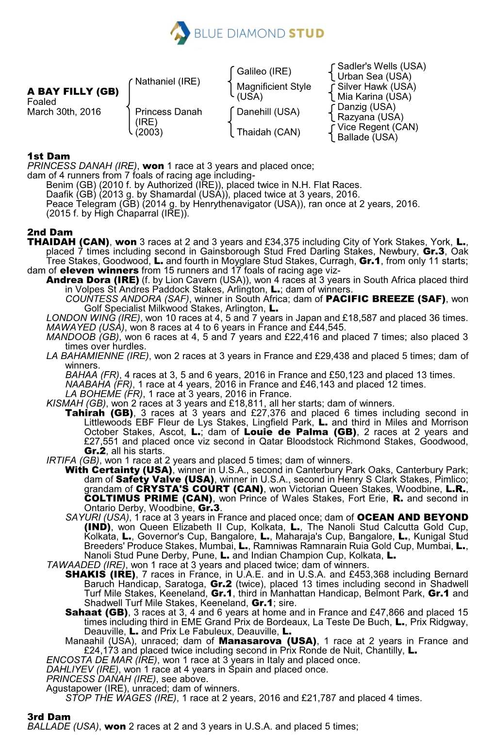 Tattersalls Catalogue Page