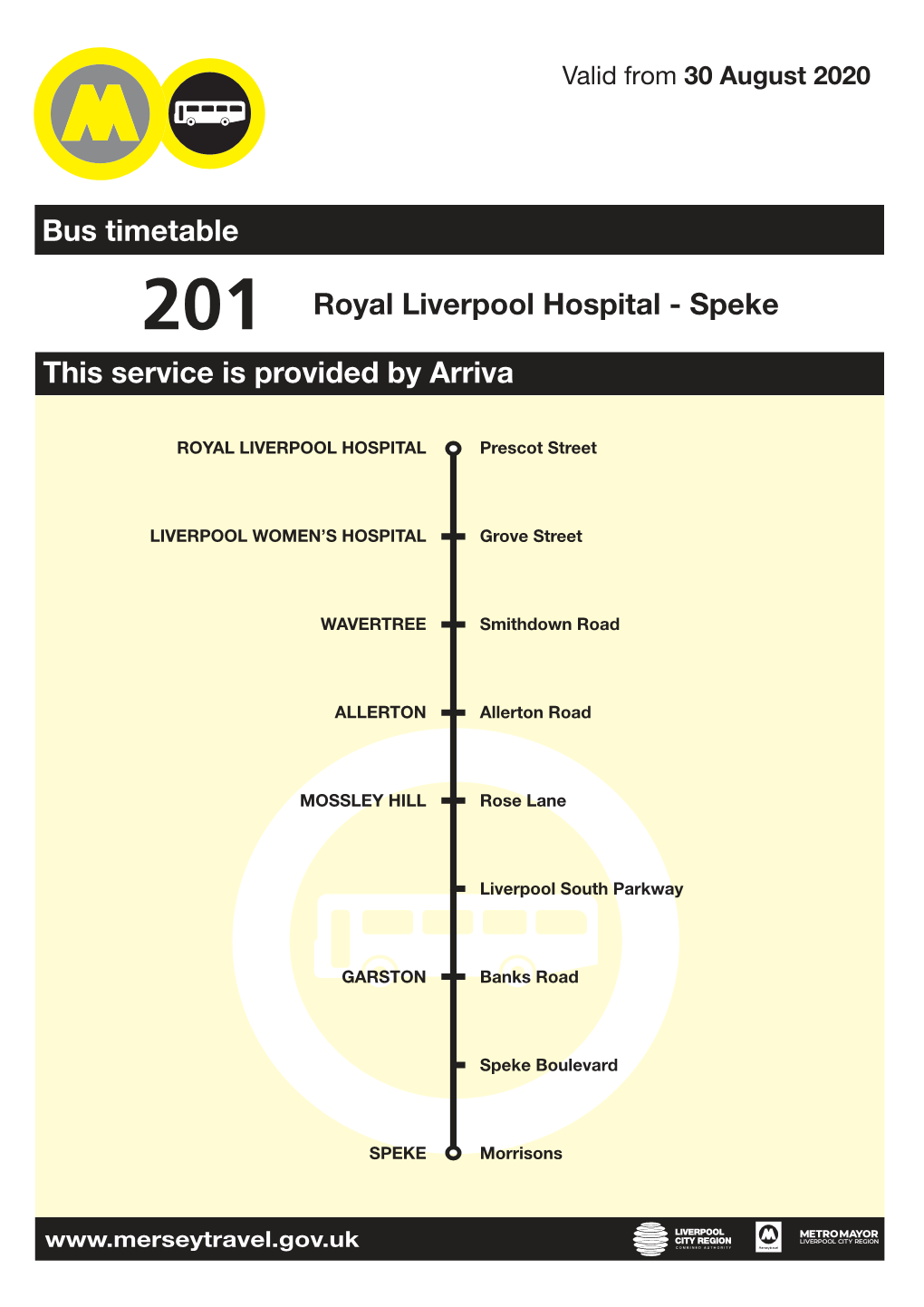 201 Royal Liverpool Hospital - Speke This Service Is Provided by Arriva