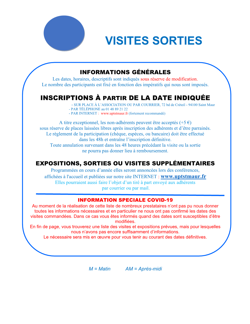 Visites Sorties