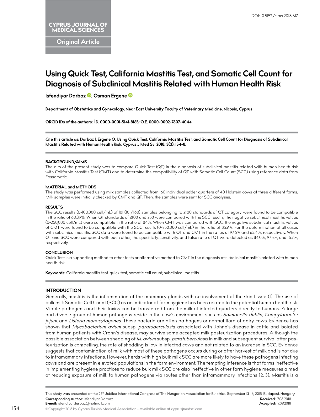 Using Quick Test, California Mastitis Test, and Somatic Cell Count For