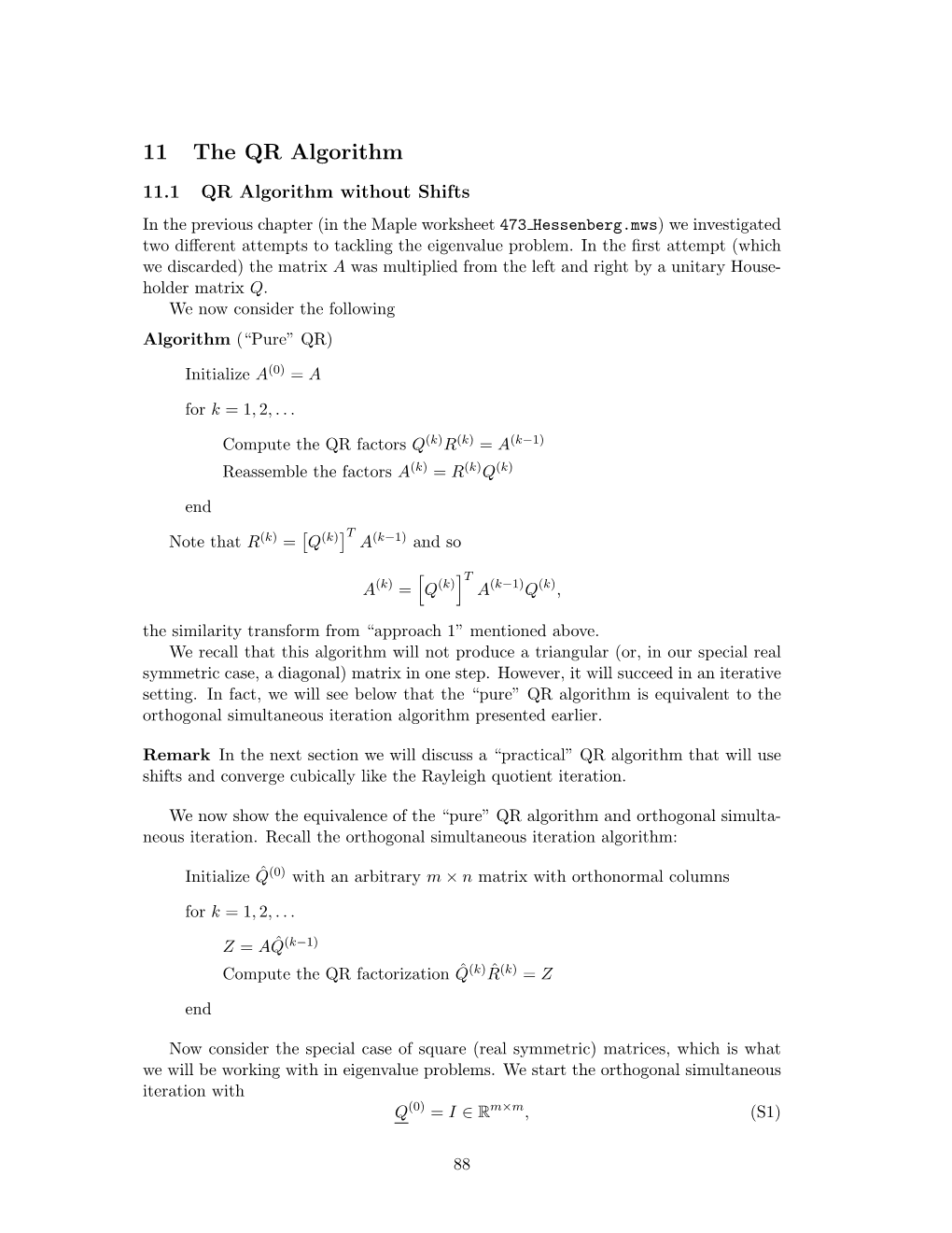 11 the QR Algorithm