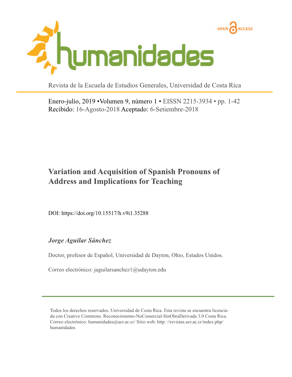 Variation and Acquisition of Spanish Pronouns of Address and Implications for Teaching