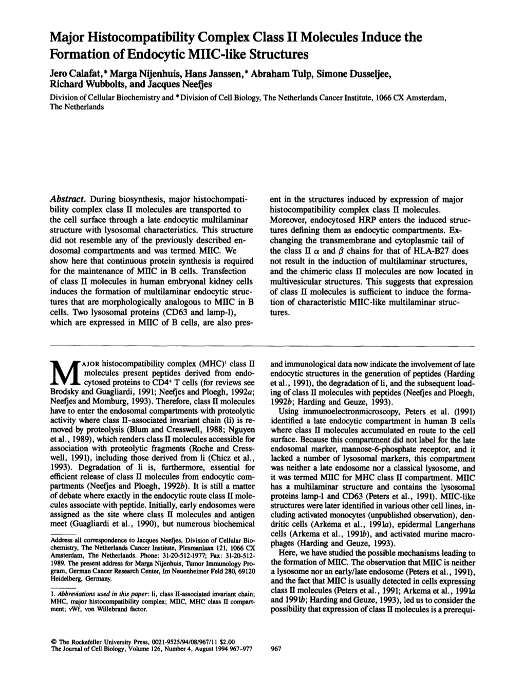 Major Histocompatibility Complex Class II Molecules Induce The