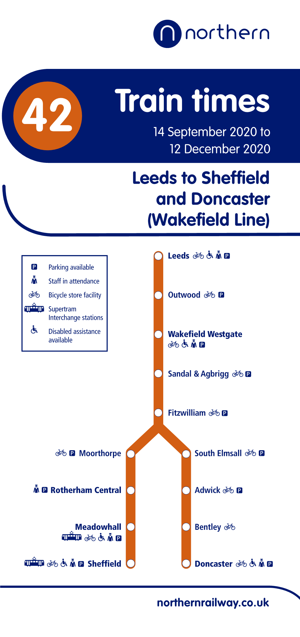 42 Train Times Leeds to Sheffield and Doncaster (Wakefield Line)