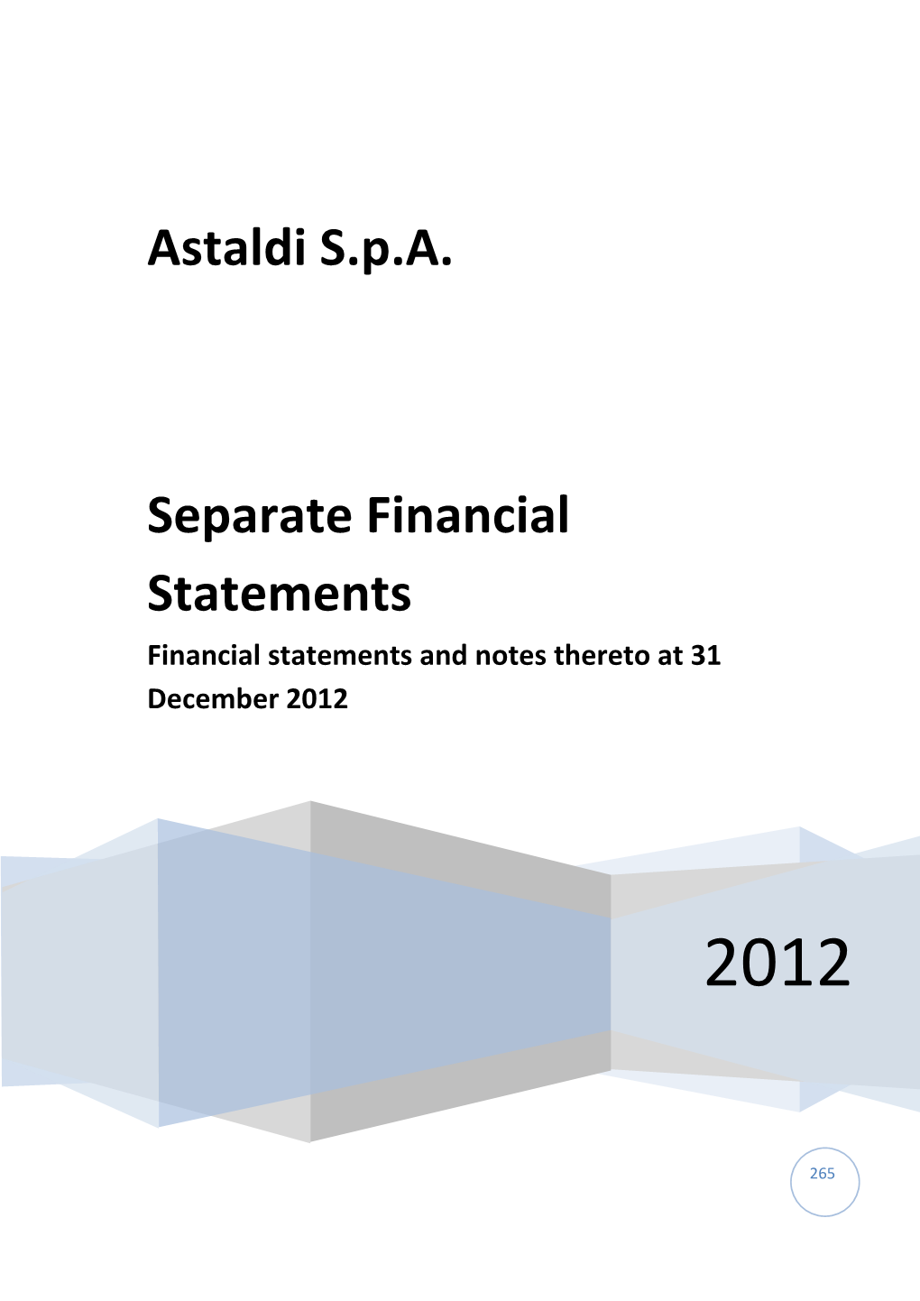 Astaldi S.P.A. Separate Financial Statements