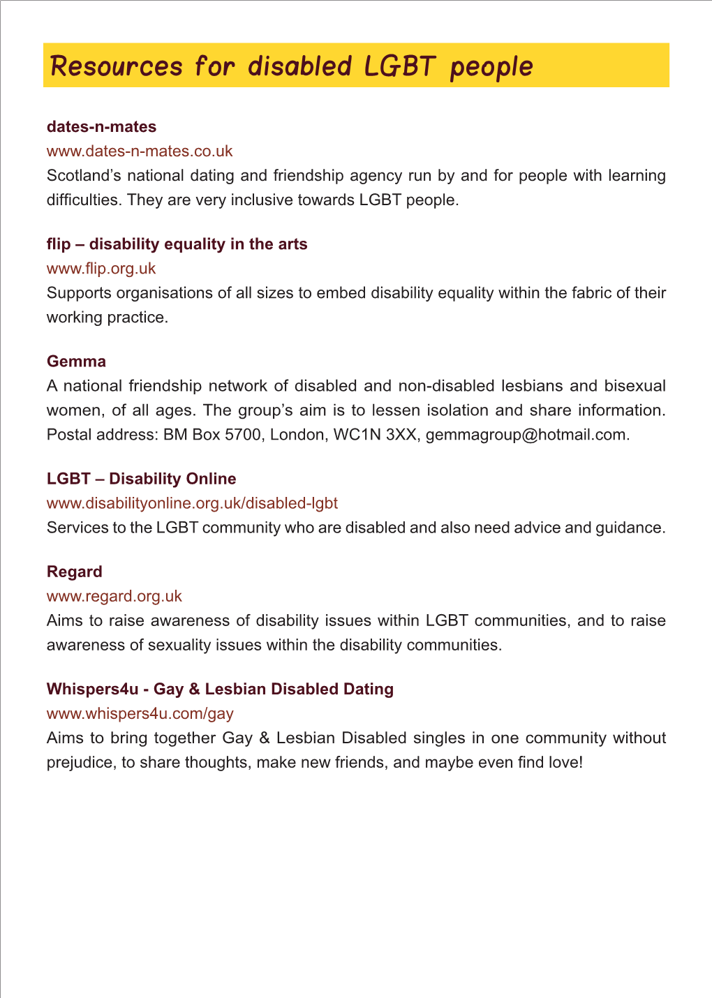 Resources for Disabled LGBT People