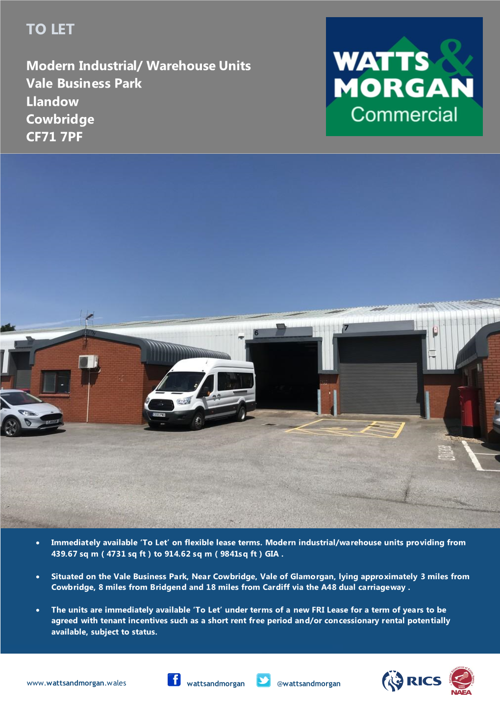 TO LET Modern Industrial/ Warehouse Units Vale Business Park Llandow